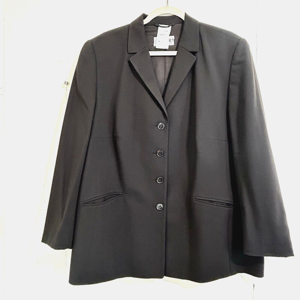 BASLER Horst Basler Dark Brown Blazer Jacket Size 46=XL 100% Pure Wool Button